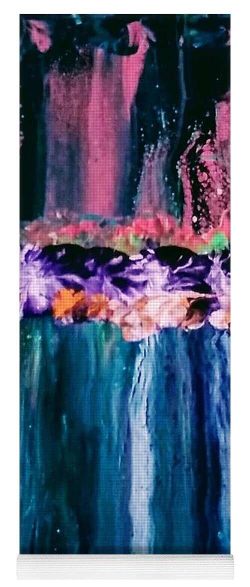 Waterfall Yoga Mat featuring the painting Roses And Waterfalls by Anna Adams