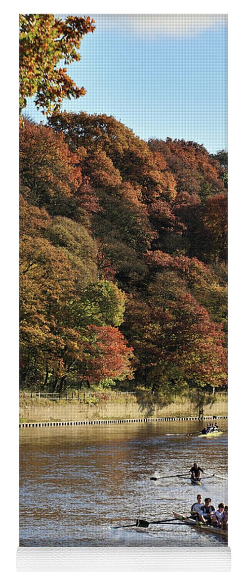 Autumn Yoga Mat featuring the photograph Rowing on the river Wear in autumn by Bryan Attewell