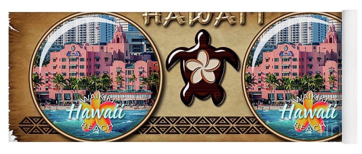 Hawaiian Coffee Mug Design Yoga Mat featuring the photograph Royal Hawaiian Hotel Waikiki Beach Hawaiian Style Coffee Mug Design by Aloha Art