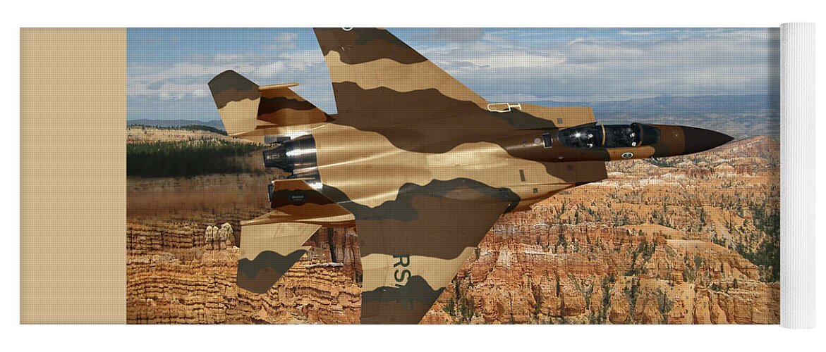 Eagle Yoga Mat featuring the digital art RSAF F-15 Eagle by Custom Aviation Art