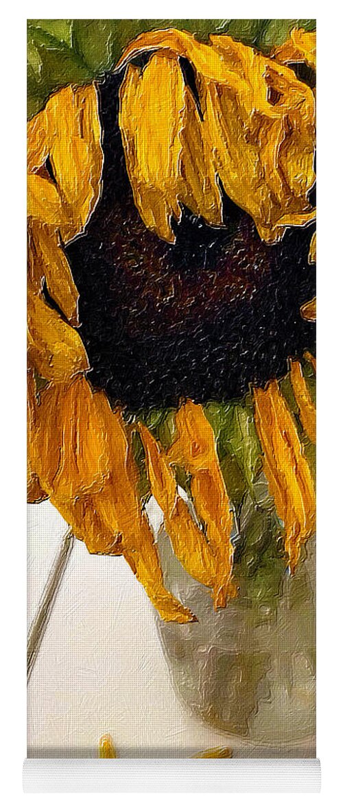 Daisy Yoga Mat featuring the painting Rubino Brand Sunflower Sad Droop Bouquet by Tony Rubino