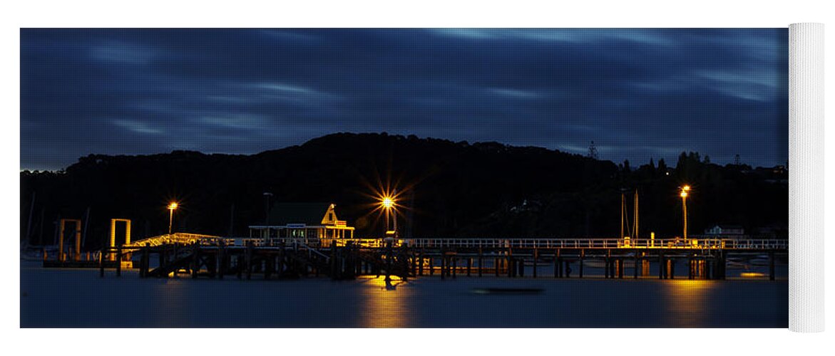 New Zealand Yoga Mat featuring the photograph Russell Pier at Midnight - New Zealand by Kenneth Lane Smith