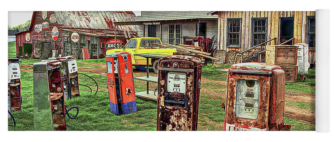 Kentucky Yoga Mat featuring the photograph Rusty Gas Pumps, Kentucky Tennessee by Don Schimmel