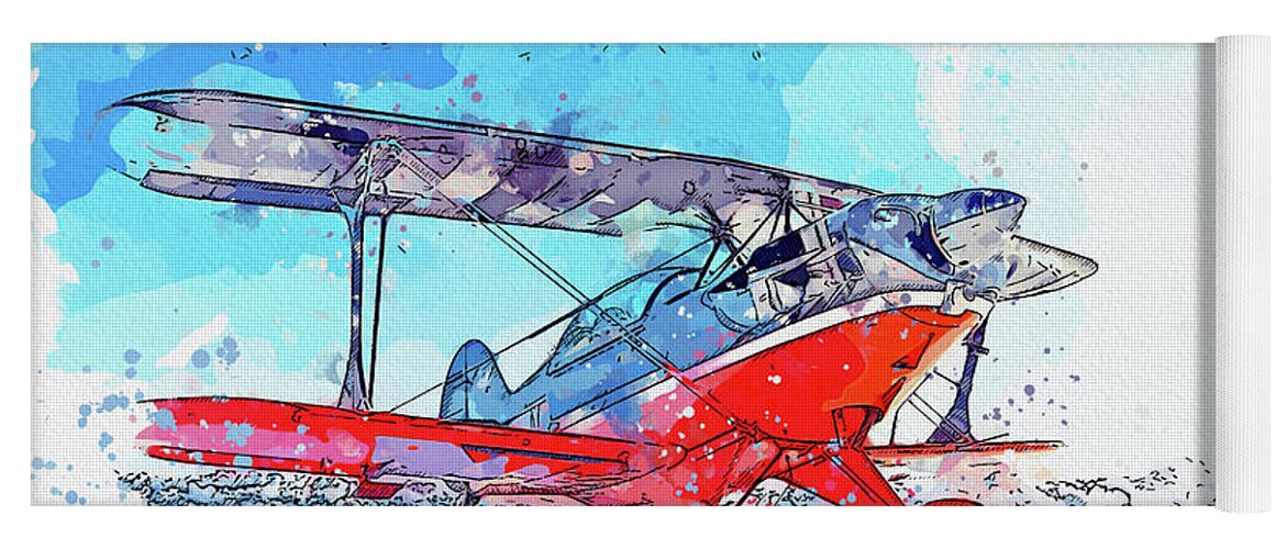 Plane Yoga Mat featuring the painting S- in watercolor ca by Ahmet Asar by Celestial Images