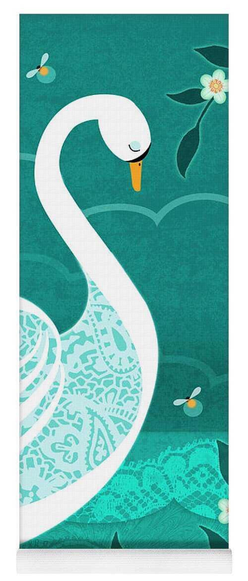 The Letter S Yoga Mat featuring the digital art S is for Swan by Valerie Drake Lesiak