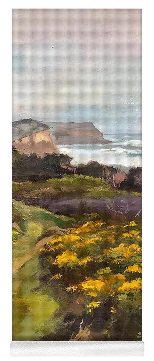 Block Island Yoga Mat featuring the painting Saffron Pathway by Rebecca Jacob