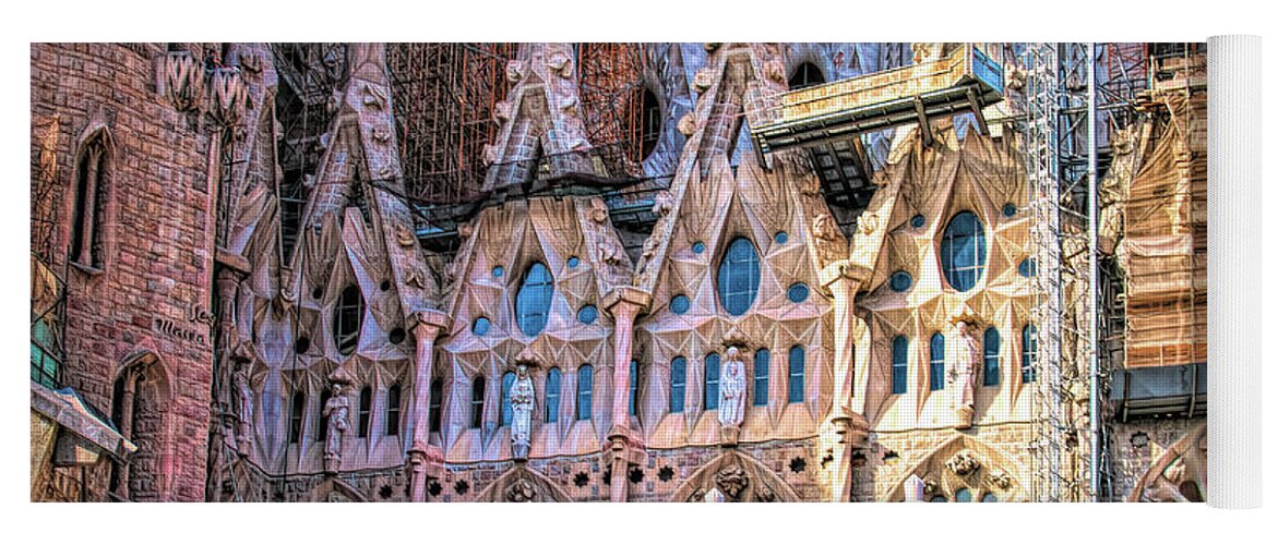 Barcelona Yoga Mat featuring the photograph Sagrada Familia Basilica detail by Tatiana Travelways