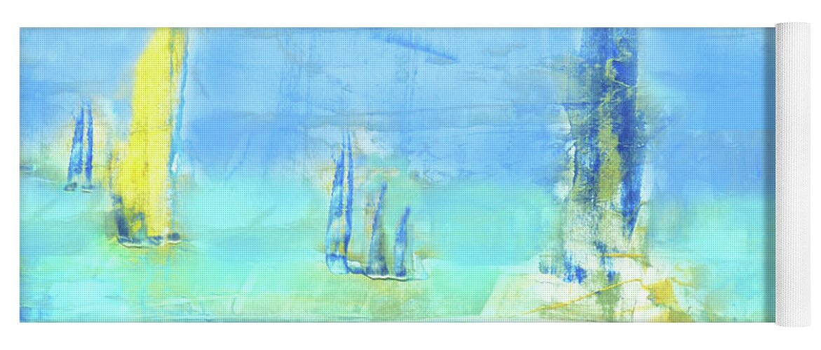 Abstract Yoga Mat featuring the painting Sail Away by Sharon Williams Eng