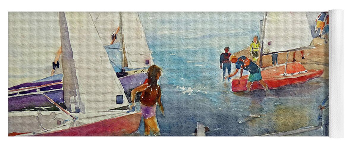 Dungarvan Yoga Mat featuring the painting Sailing Dungarvan Bay by Keith Thompson