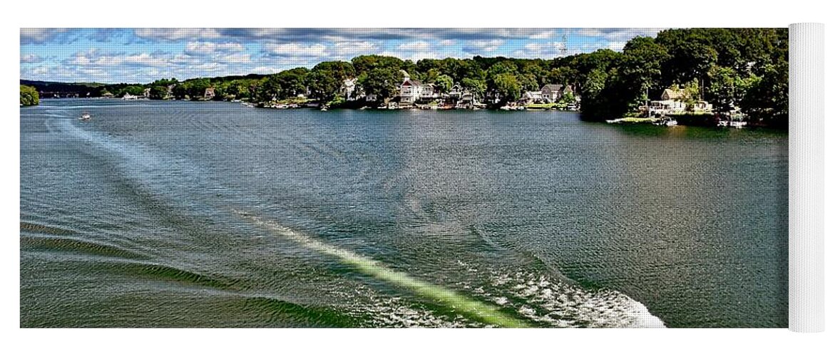 Boat Yoga Mat featuring the photograph Sailing on Lake Quinsigamond by Monika Salvan