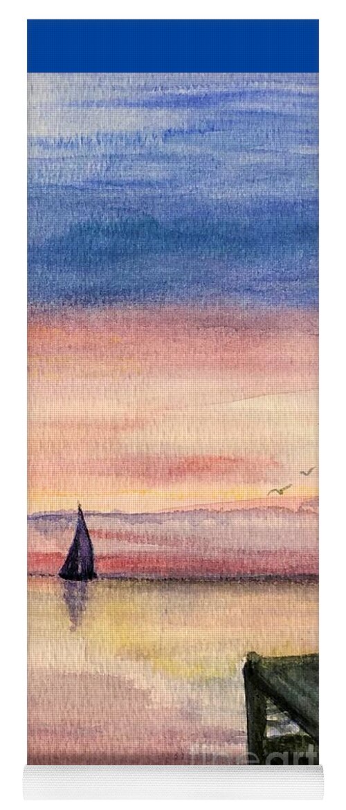 Sailboat Yoga Mat featuring the painting Sailing on the Bay by Deb Stroh-Larson