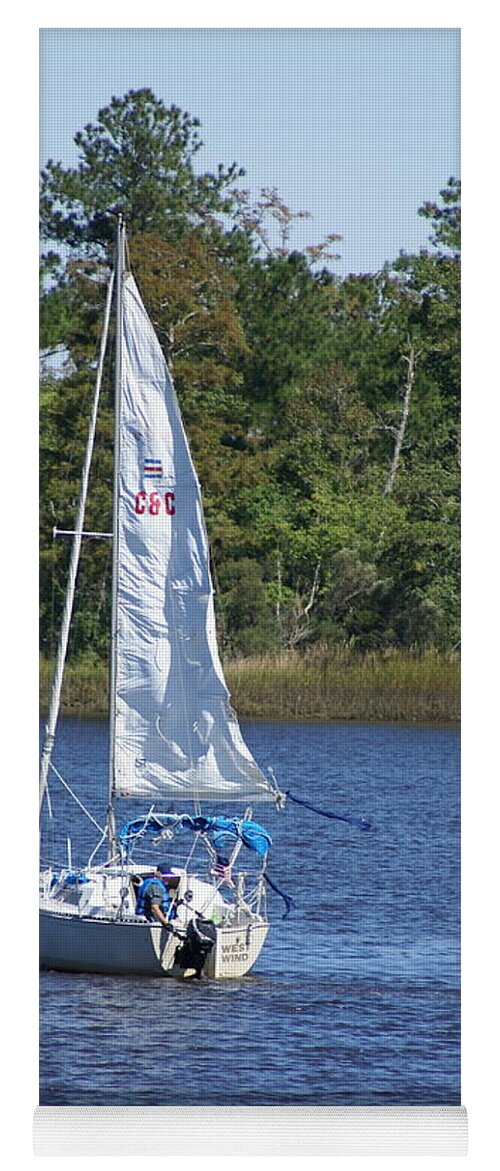  Yoga Mat featuring the photograph Sailing on the Brunswick River by Heather E Harman