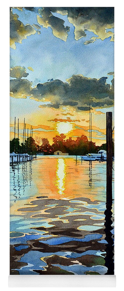 Watercolor Yoga Mat featuring the painting Salt Water Sunset by Mick Williams