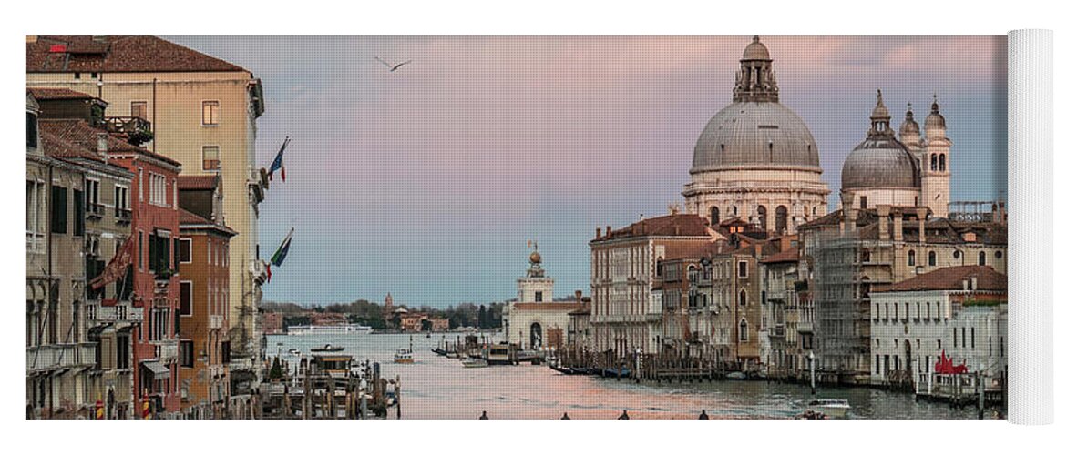 Fine Art Yoga Mat featuring the photograph Sam_0343 - Four gondolas in the Sunset on the Gran Canal, Venice by Marco Missiaja