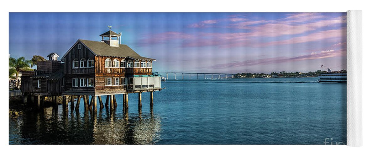 California Yoga Mat featuring the photograph San Diego Bay at Dusk Near Seaport Village by David Levin