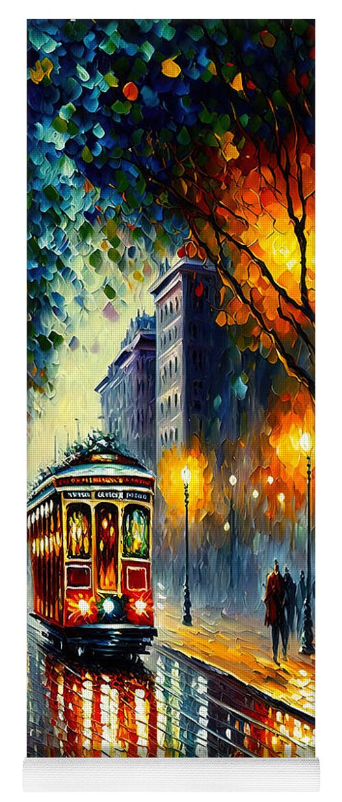 San Yoga Mat featuring the painting San Francisco Streets, 02 by AM FineArtPrints