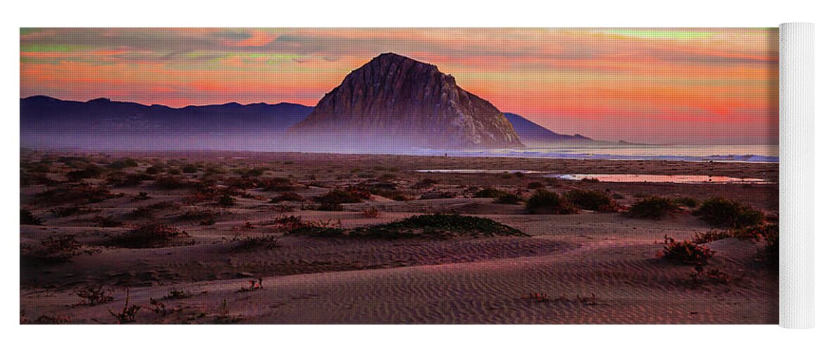 Sand Dunes At Sunset At Morro Bay California Photography Photograph Yoga Mat featuring the photograph Sand Dunes At Sunset At Morro Bay Beach Shoreline by Jerry Cowart