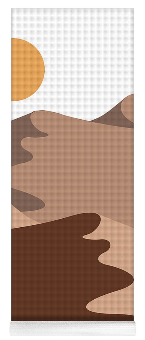 Sand Dunes Yoga Mat featuring the mixed media Sand Dunes - Desert Landscape - Modern, Minimal, Contemporary Abstract - Terracotta Brown by Studio Grafiikka