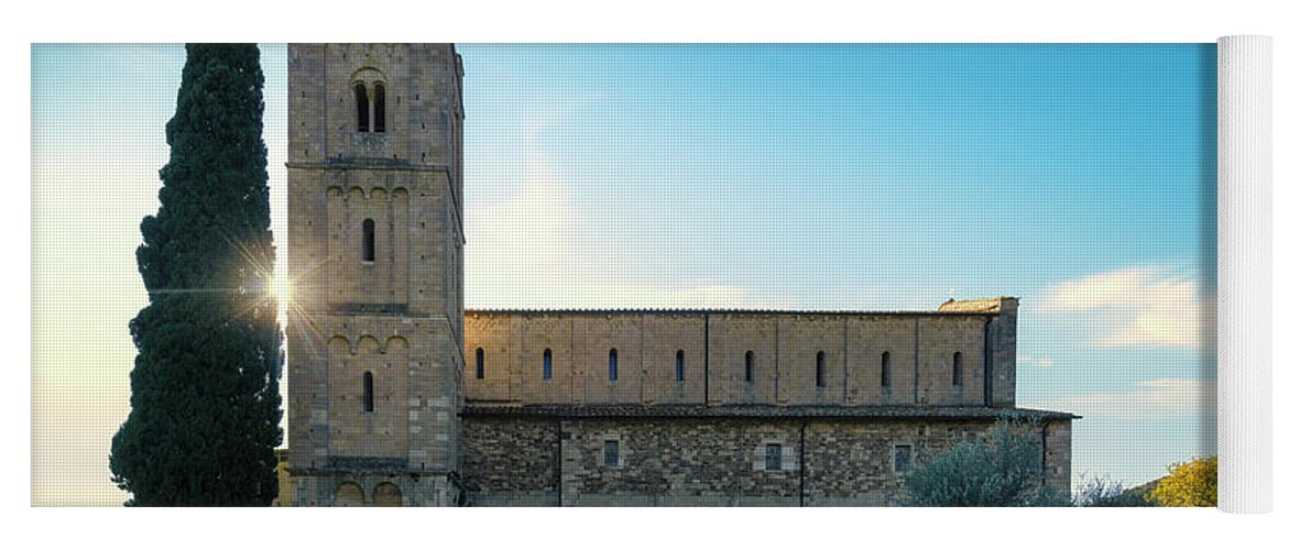 Montalcino Yoga Mat featuring the photograph Sant Antimo Abbey in the Morning by Stefano Orazzini