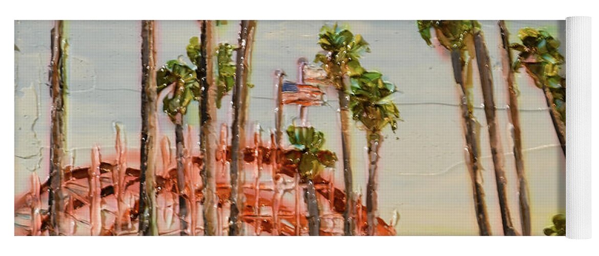 Santa Cruz Yoga Mat featuring the painting Santa Cruz Coaster Palms by PJ Kirk