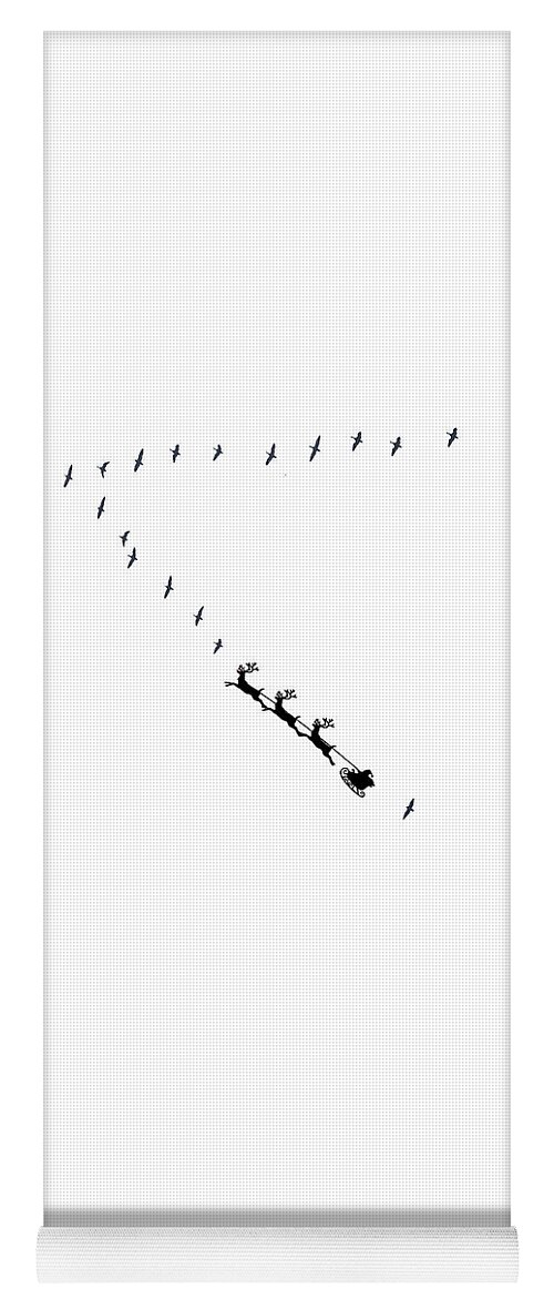 Canada Geese Yoga Mat featuring the mixed media Santa Flies in Formation by Moira Law