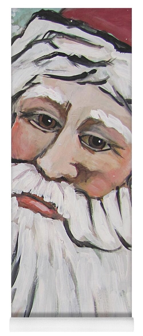Santa Claus Yoga Mat featuring the painting Santa Hopped Into My Page by Cheri Wollenberg