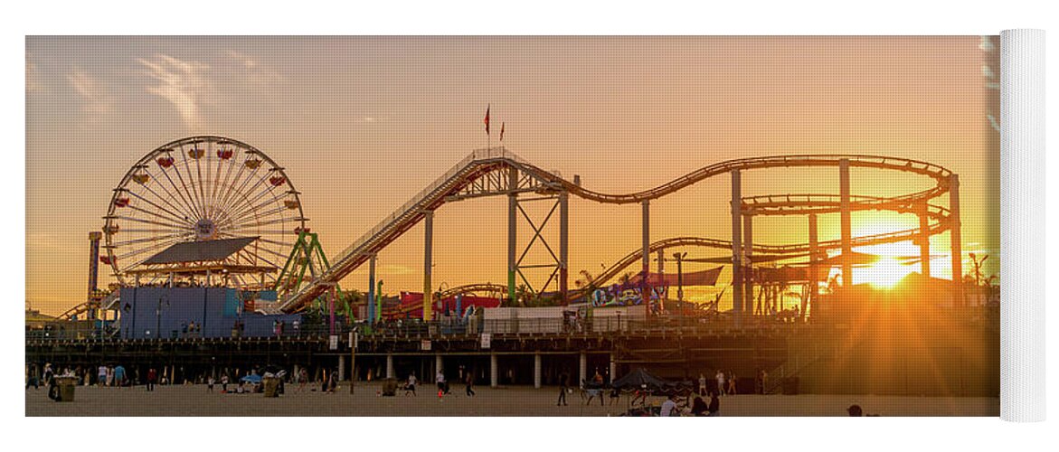 Amusement Park Yoga Mat featuring the photograph Santa Monica Pier by Darrell DeRosia