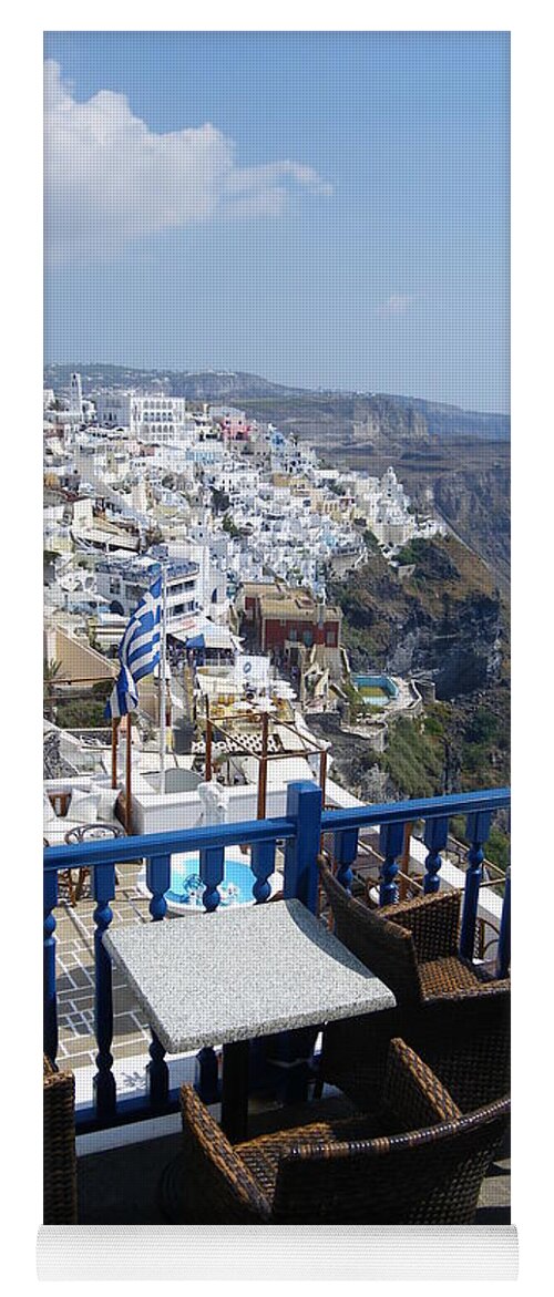 Cafe Yoga Mat featuring the photograph Santorini cafe by Lisa Mutch