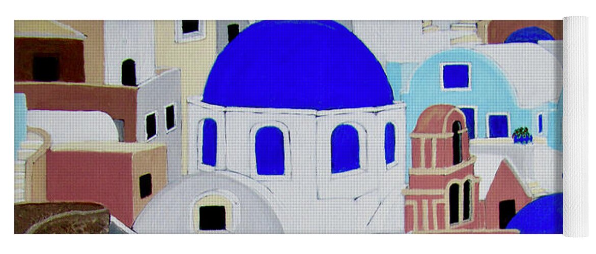 Town Yoga Mat featuring the painting Santorini by Stephanie Moore