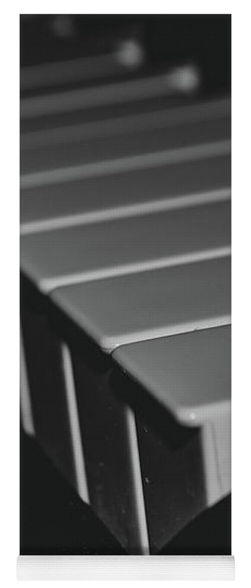 Art Yoga Mat featuring the photograph Satin Black And White Portable Digital Piano Keys 2 by Jennifer Wallace