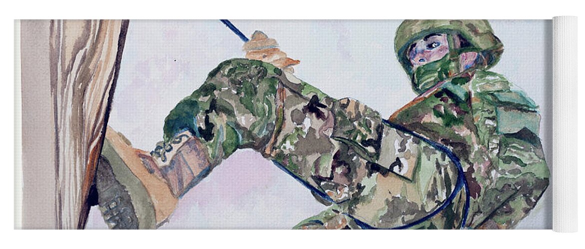 Soldier Yoga Mat featuring the painting Scaling New Heights by Barbara F Johnson