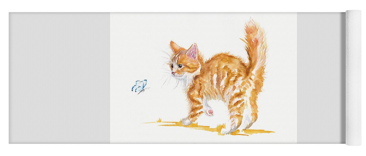 Cat Yoga Mat featuring the painting Scaredy Cat by Debra Hall