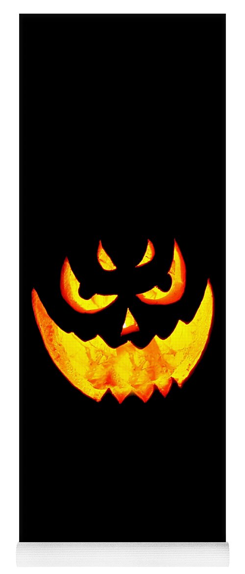 Jack O Lantern Yoga Mat featuring the digital art Scary Glowing Pumpkin Halloween Costume by Flippin Sweet Gear