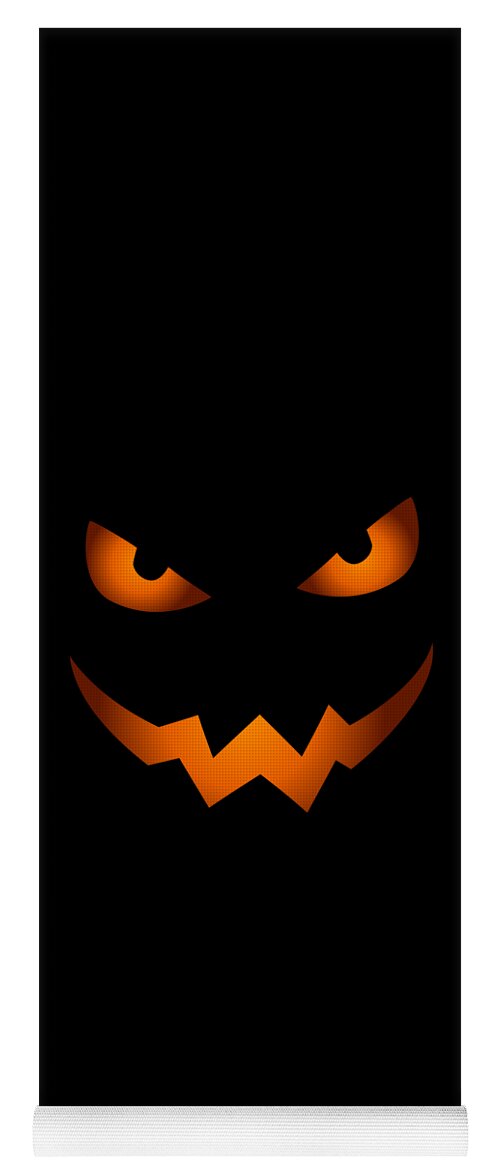 Scary Pumpkin Yoga Mat featuring the digital art Scary Jack O Lantern Pumpkin Face Halloween Costume by Flippin Sweet Gear