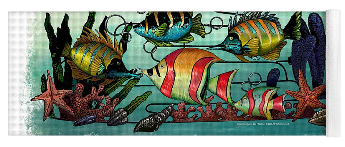  Yoga Mat featuring the painting School Of Fish by Lisa Middleton