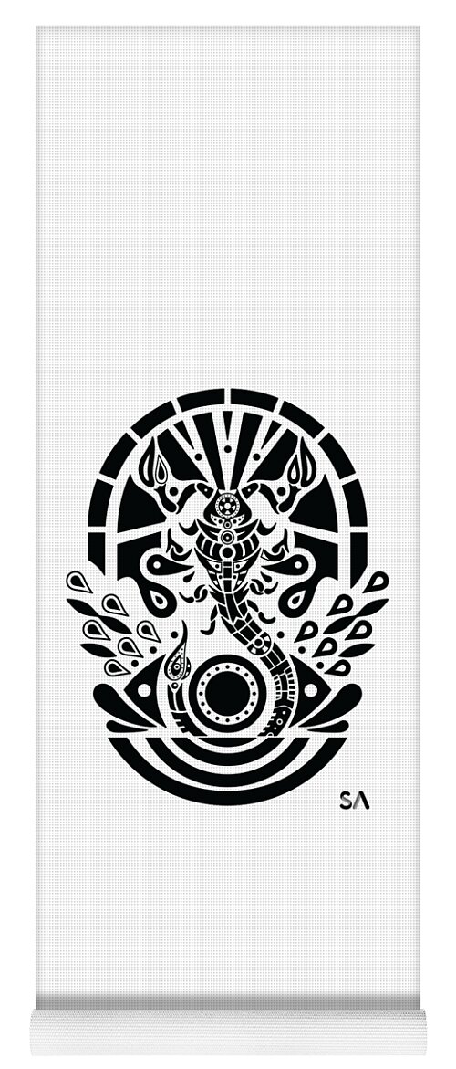 Black And White Yoga Mat featuring the digital art Scorpion by Silvio Ary Cavalcante