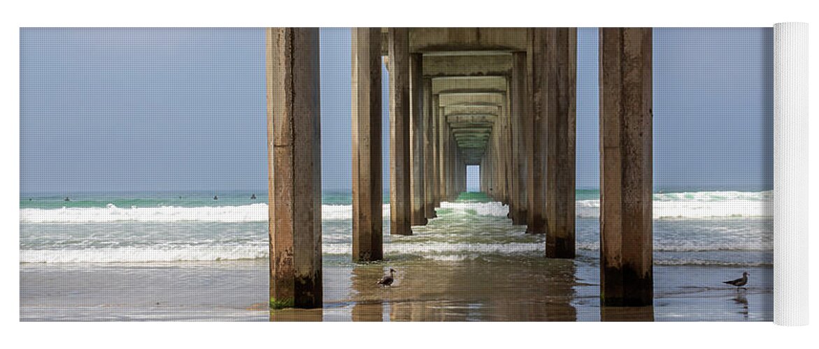 Scripps Yoga Mat featuring the photograph Scripps Pier by Alison Frank