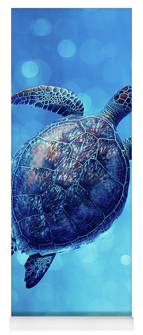 Animal Yoga Mat featuring the photograph Sea Turtle Bubbly Blues by Laura Fasulo