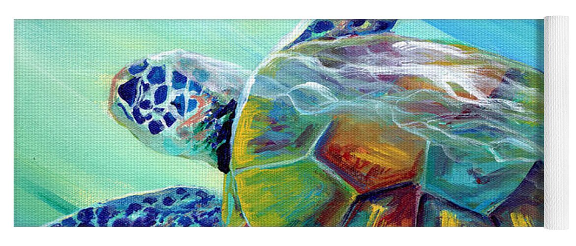 Sea Turtle Yoga Mat featuring the painting Sea Turtle Celebration by Marionette Taboniar
