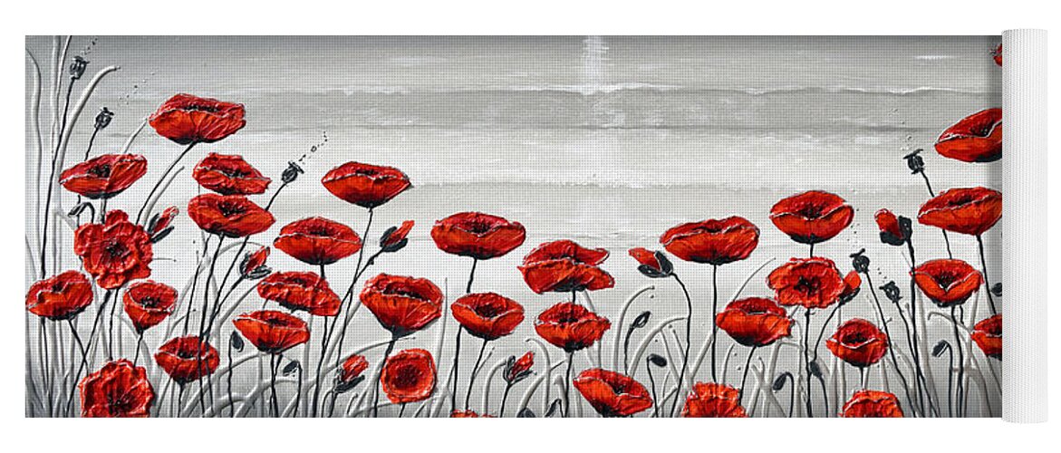 Red Poppies Yoga Mat featuring the painting Sea with Red Poppies by Amanda Dagg