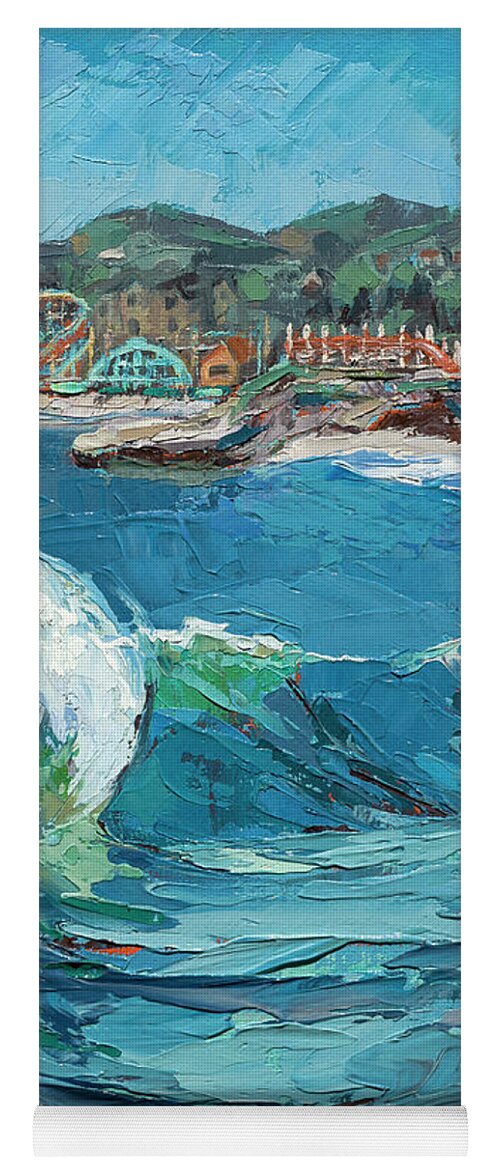 Ocean Yoga Mat featuring the painting SeaBright Wave Vertical, 2021 by PJ Kirk