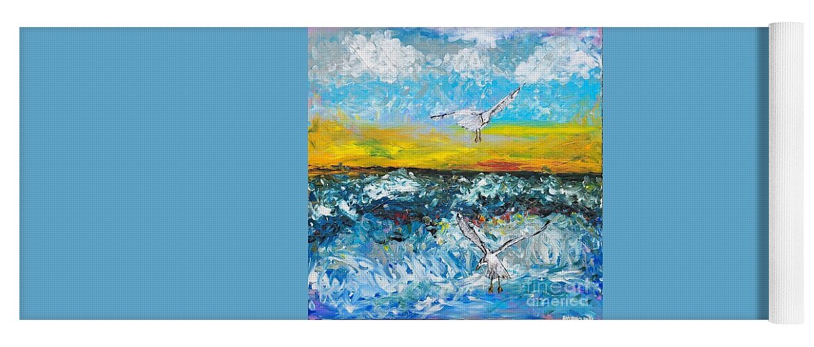  Yoga Mat featuring the painting Seagulls, Dawn, Vero Beach by Mark SanSouci