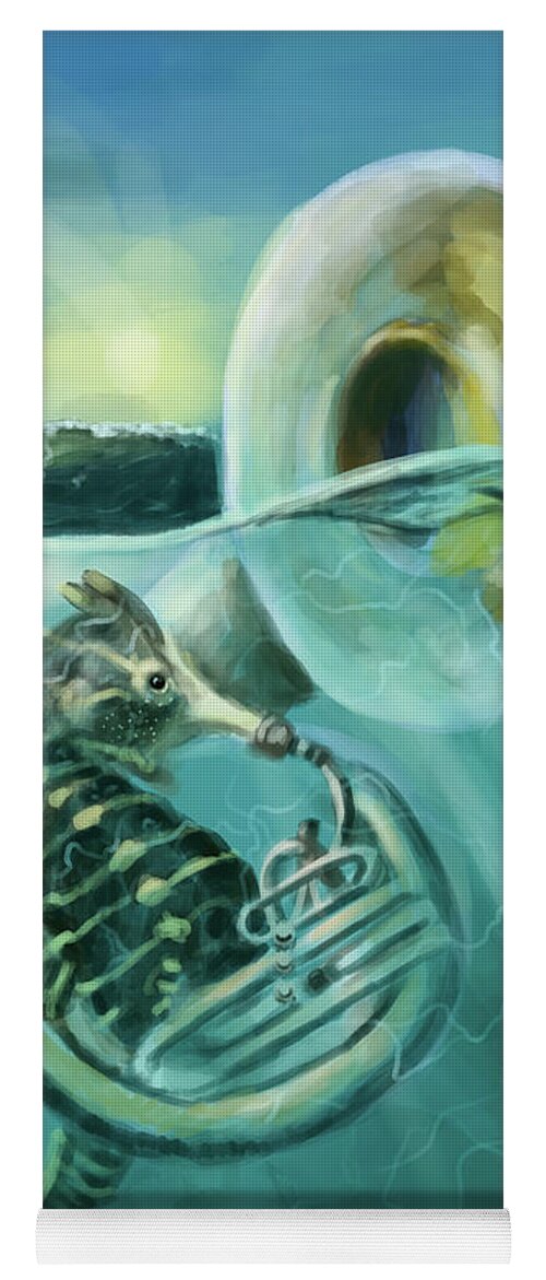 Art For Kids Yoga Mat featuring the digital art Seahorse Sousaphone by Larry Whitler