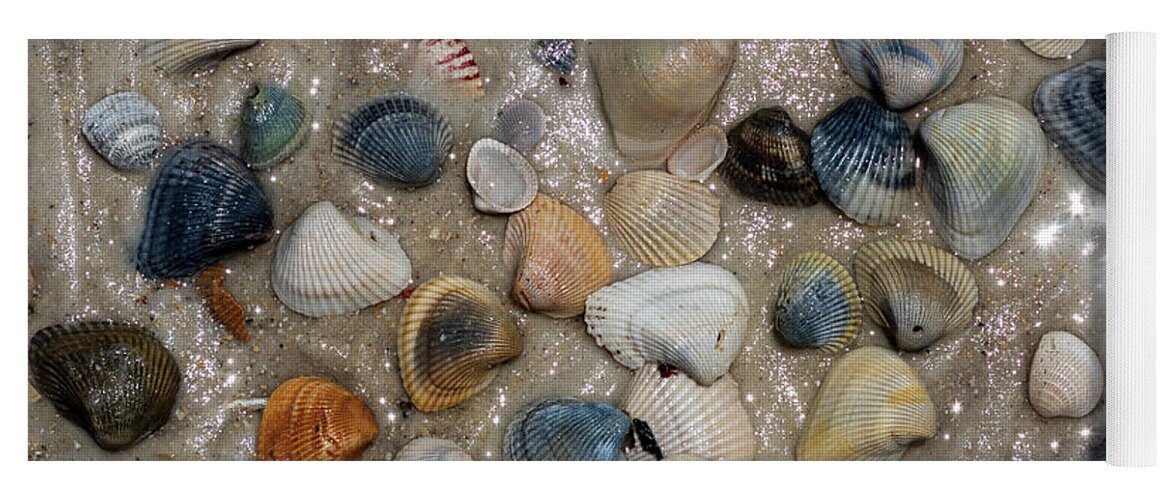Ocean Yoga Mat featuring the photograph Seashell Sparkle by Jack Clutter