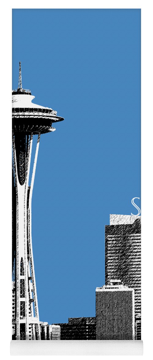 Architecture Yoga Mat featuring the digital art Seattle Skyline Space Needle - Slate Blue by DB Artist