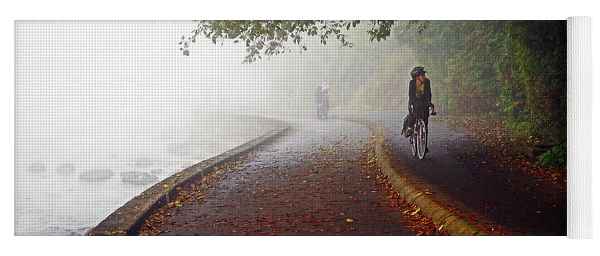 Cycling Yoga Mat featuring the photograph Seawall Cyclist I by Cameron Wood