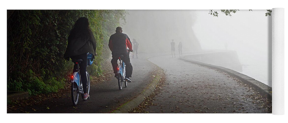 Cycling Yoga Mat featuring the photograph Seawall Cyclist II by Cameron Wood