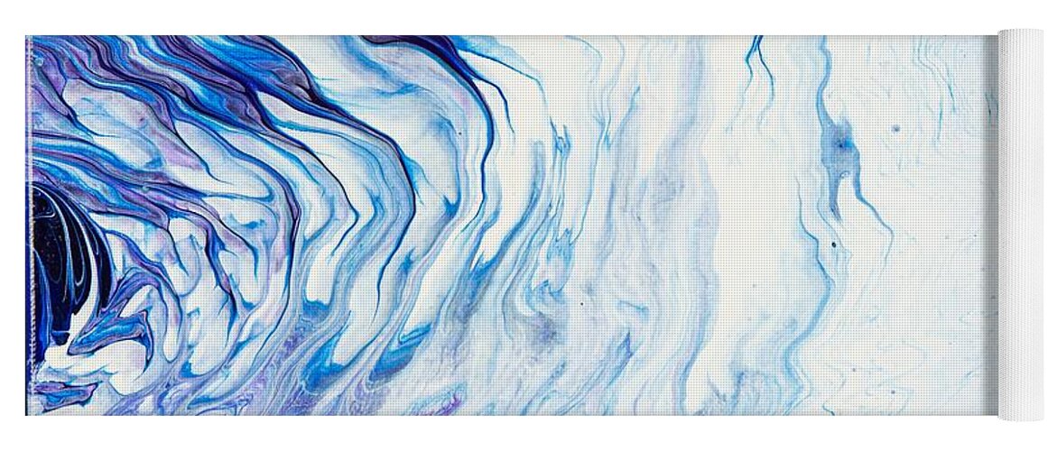 Abstract Yoga Mat featuring the digital art Seawaves - Colorful Flowing Liquid Marble Abstract Contemporary Acrylic Painting by Sambel Pedes