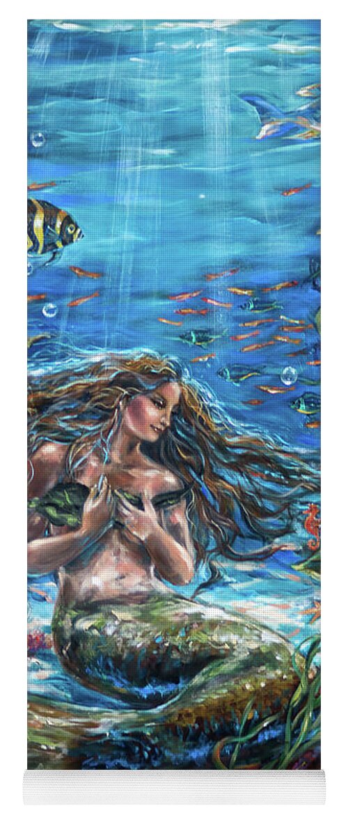 Mermaid Yoga Mat featuring the painting Secret Garden in the Sea by Linda Olsen