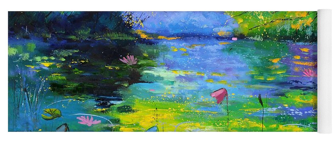 Landscape Yoga Mat featuring the painting Secret waters by Pol Ledent
